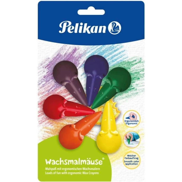 Thumbnail-Pelikan Mouse Wax BL6 – Formato ergonômico – Sem manchas – Cores sortidas