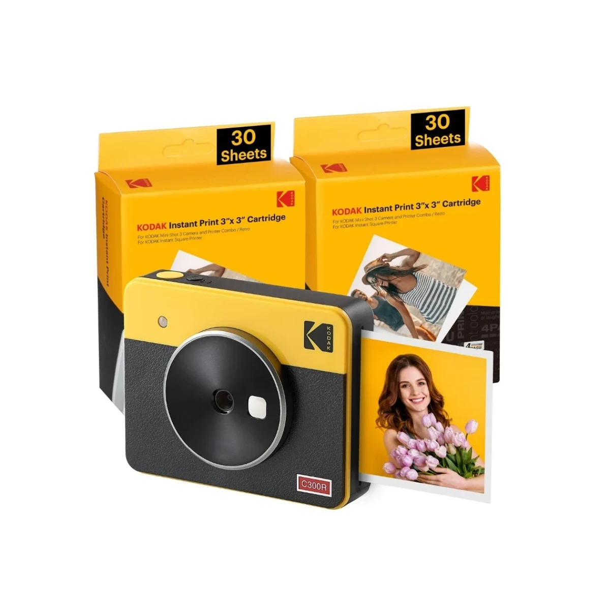 Thumbnail-Pacote Retro Kodak Mini Shot 3 de Câmera Digital Instantânea Bluetooth + 60 Folhas de Papel Fotográfico 7,62×7,62cm – Tela LCD de 1,7″ – Flash Integrado – Espelho para Selfies – Cor Amarelo/Preto