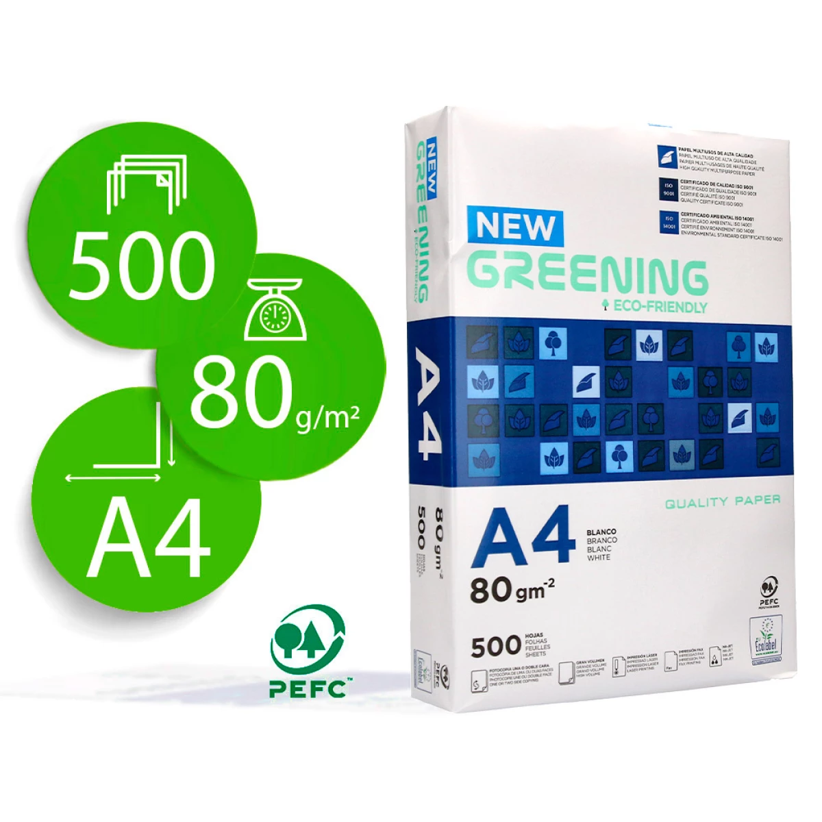 Thumbnail-Papel fotocopia greening din a4 80 gr embalagem de 500 folhas