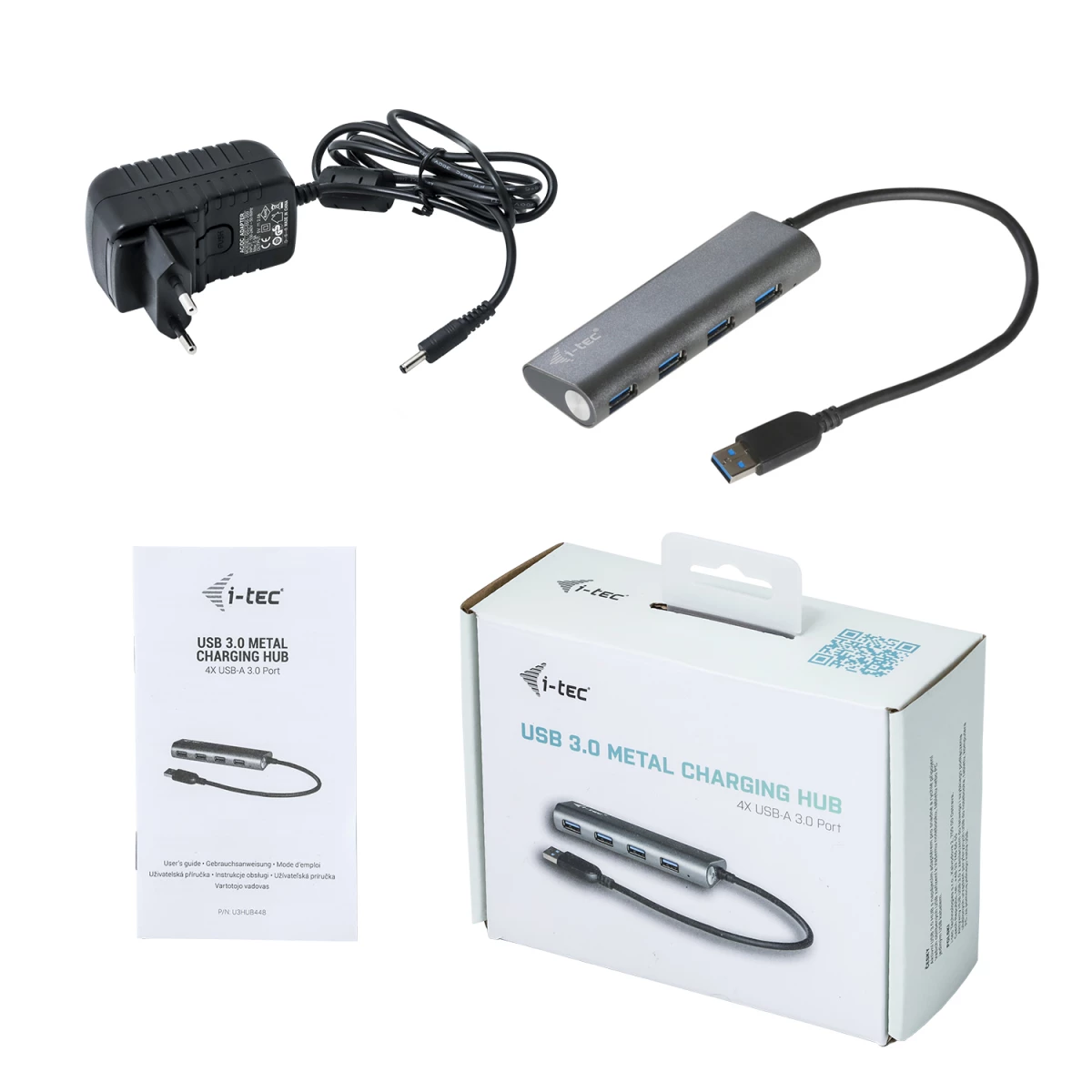 Galery – i-tec Metal U3HUB448 hub de interface USB 3.2 Gen 1 (3.1 Gen 1) Type-A 5000 Mbit/s Cinzento0