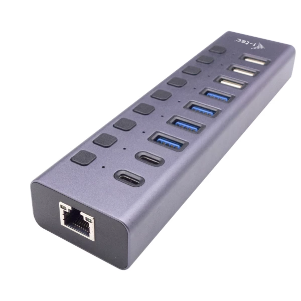 Thumbnail-i-tec CACHARGEHUB9LAN hub de interface USB 2.0 Type-C 5000 Mbit/s Cinzento