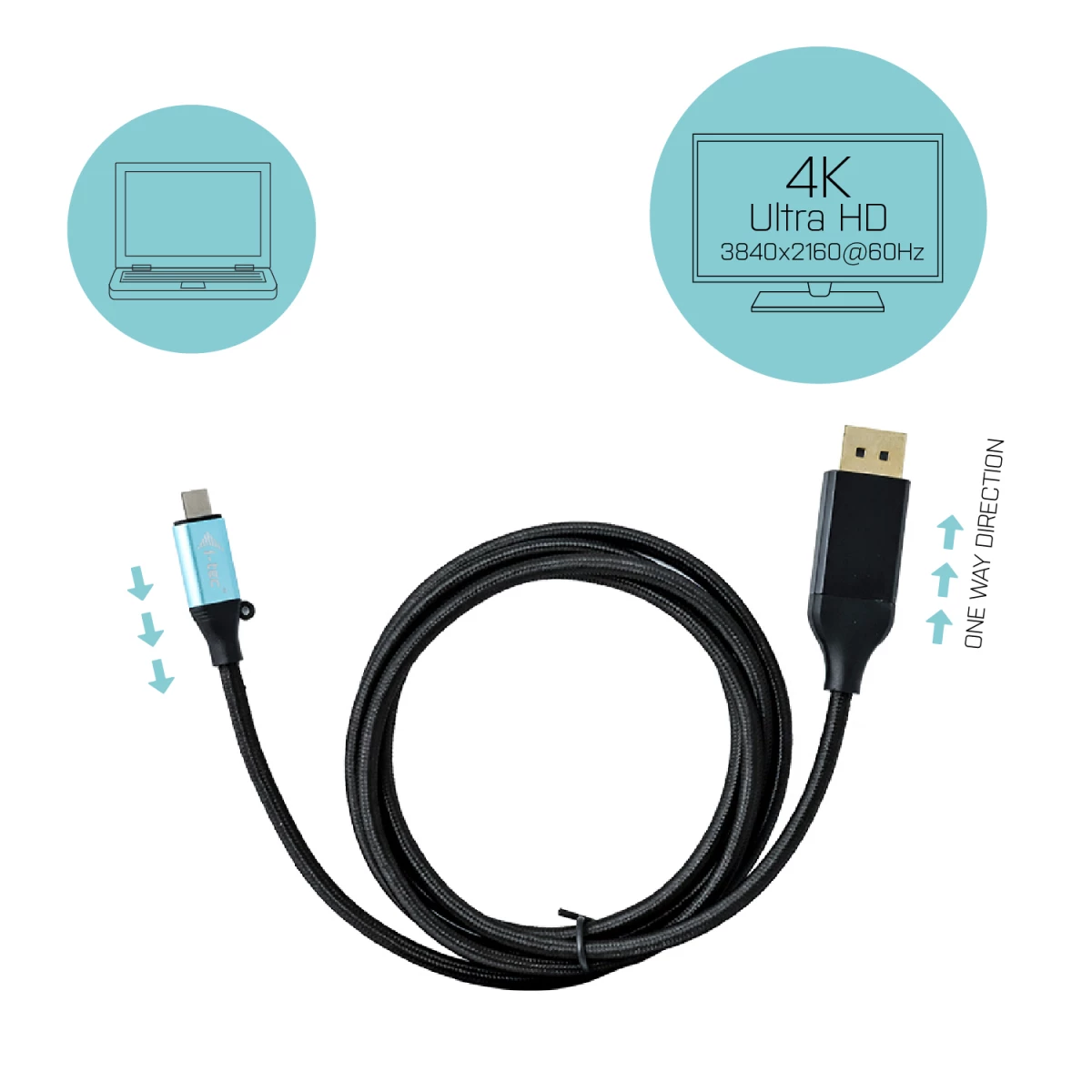 Galery – i-tec C31CBLDP60HZ2M adaptador de cabo de vídeo 2 m USB Type-C DisplayPort Preto0