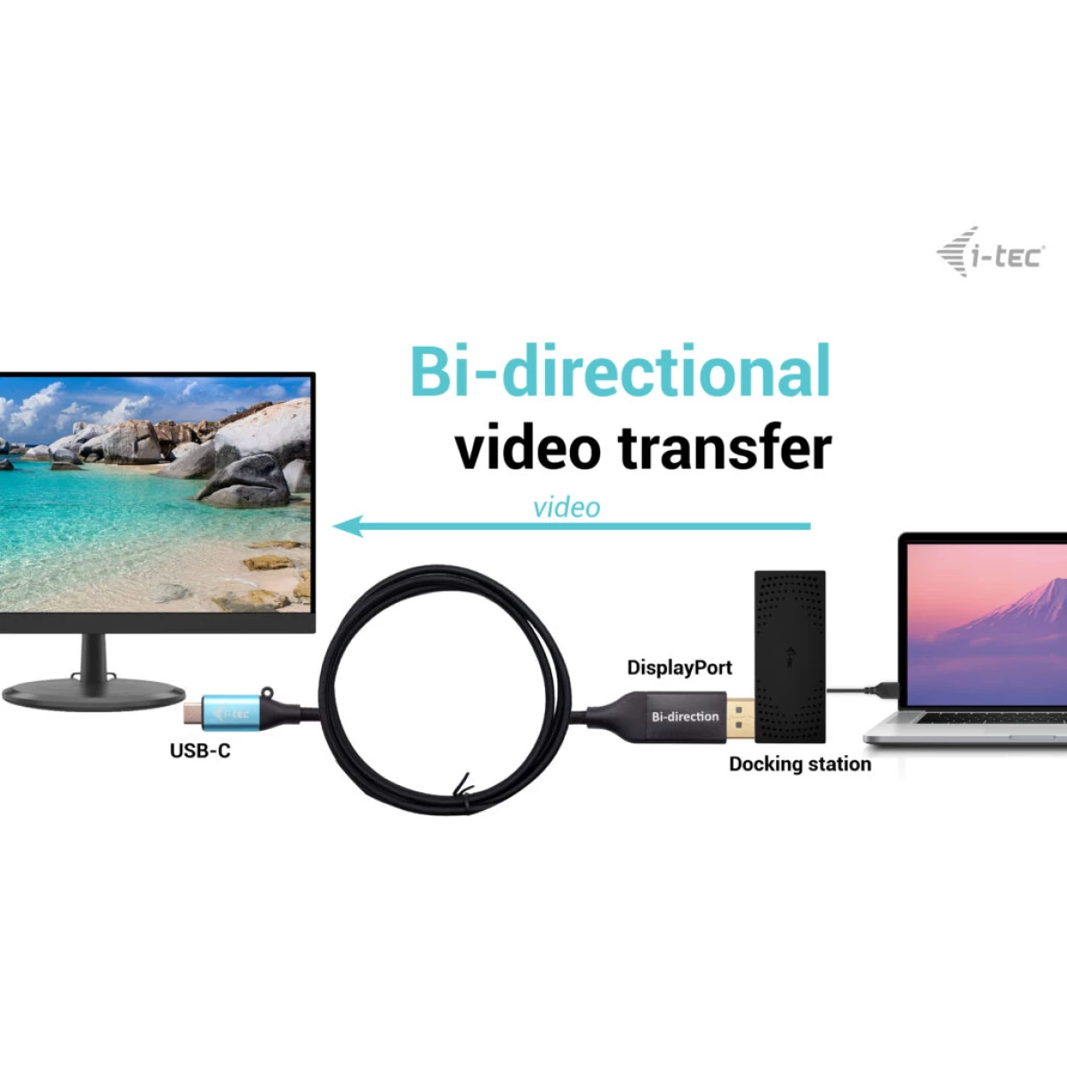 Galery – i-tec C31CBLDP8KBIDIR adaptador de cabo de vídeo 1,5 m DisplayPort USB Type-C Preto0