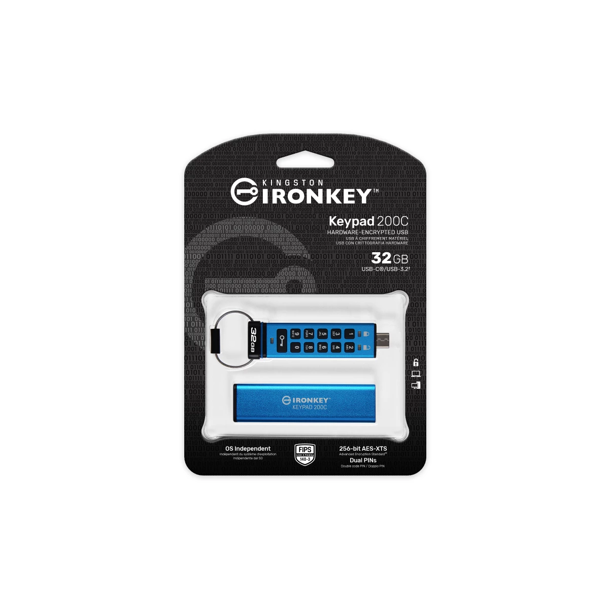 Galery – Kingston Technology IronKey Keypad 200 unidade de memória USB 32 GB USB Type-C 3.2 Gen 1 (3.1 Gen 1) Azul0