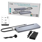 Galery – i-tec C31FLAT2PDPRO100W base & duplicador de portas Com fios USB 3.2 Gen 1 (3.1 Gen 1) Type-C Prateado0