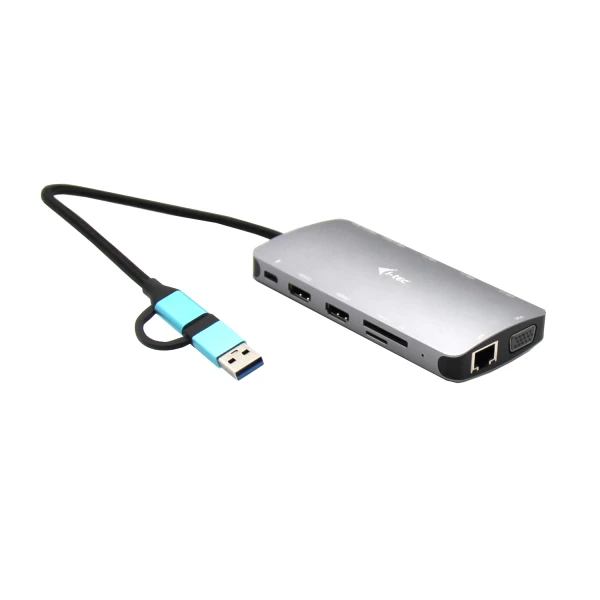 Thumbnail-i-tec CANANOTDOCKPD base & duplicador de portas Com fios USB 3.2 Gen 1 (3.1 Gen 1) Type-A + Type-C Prateado