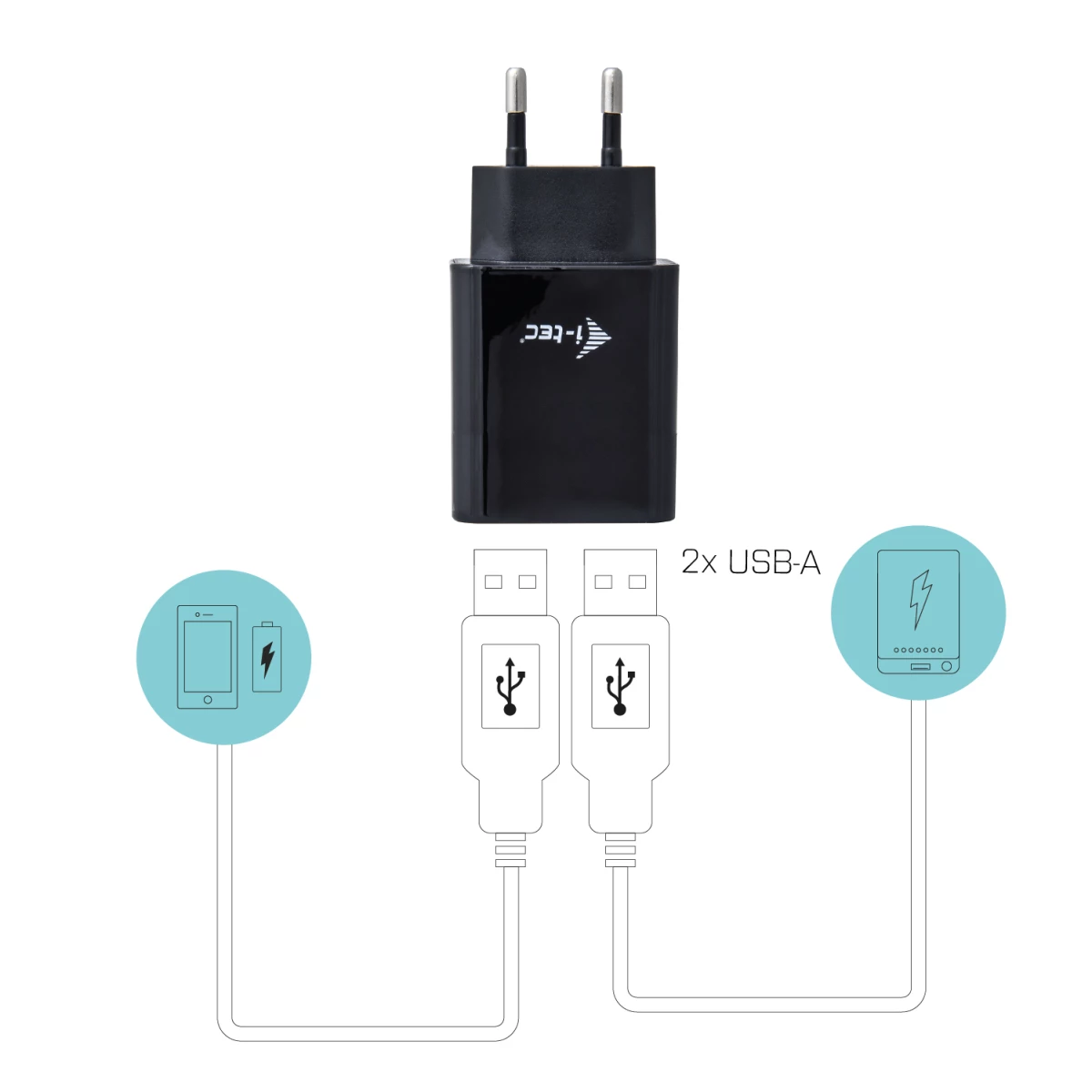 Galery – i-tec CHARGER2A4B carregador de dispositivos móveis Telemóvel Preto AC Interior0