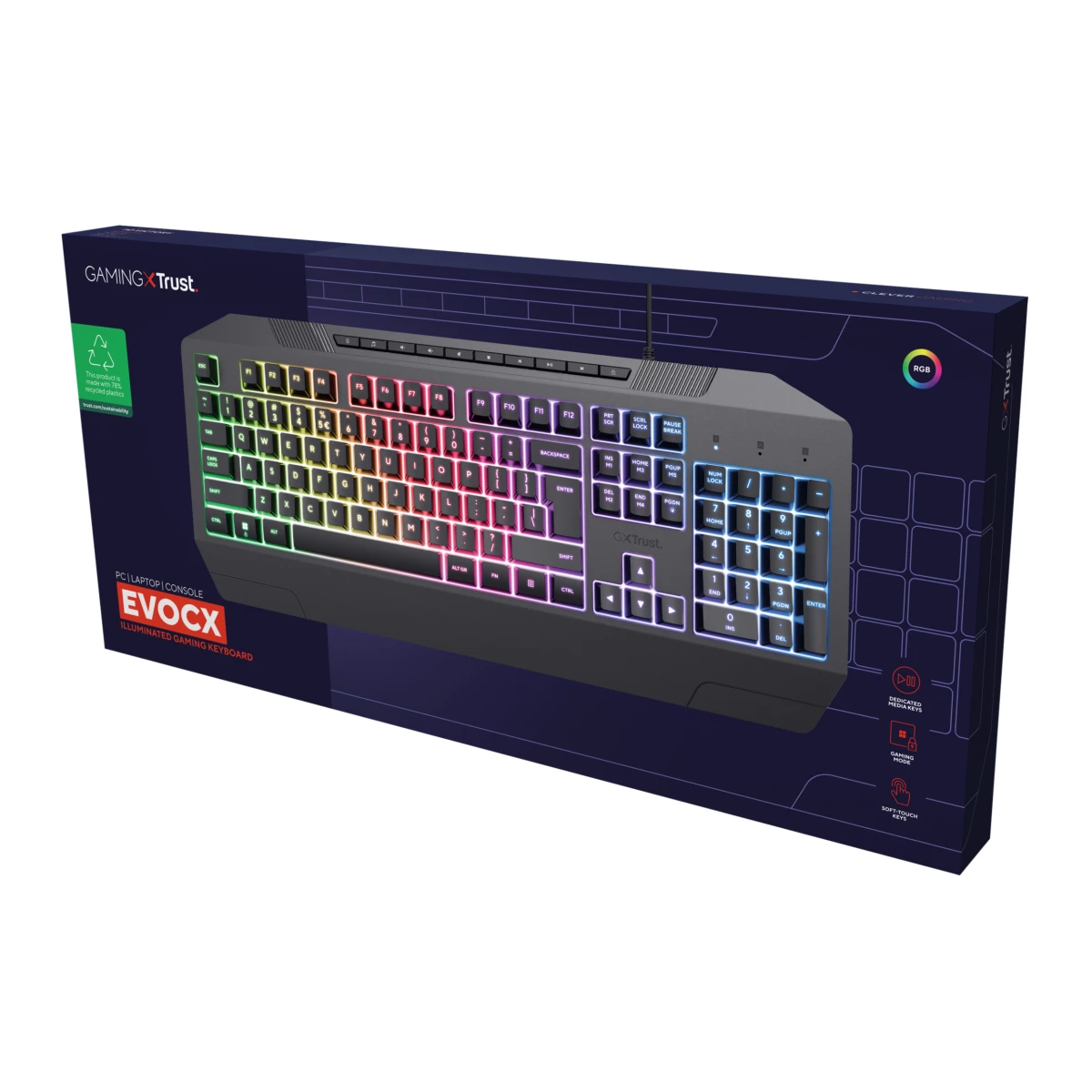 Galery – Trust GXT 836 Evocx teclado USB Português Preto0