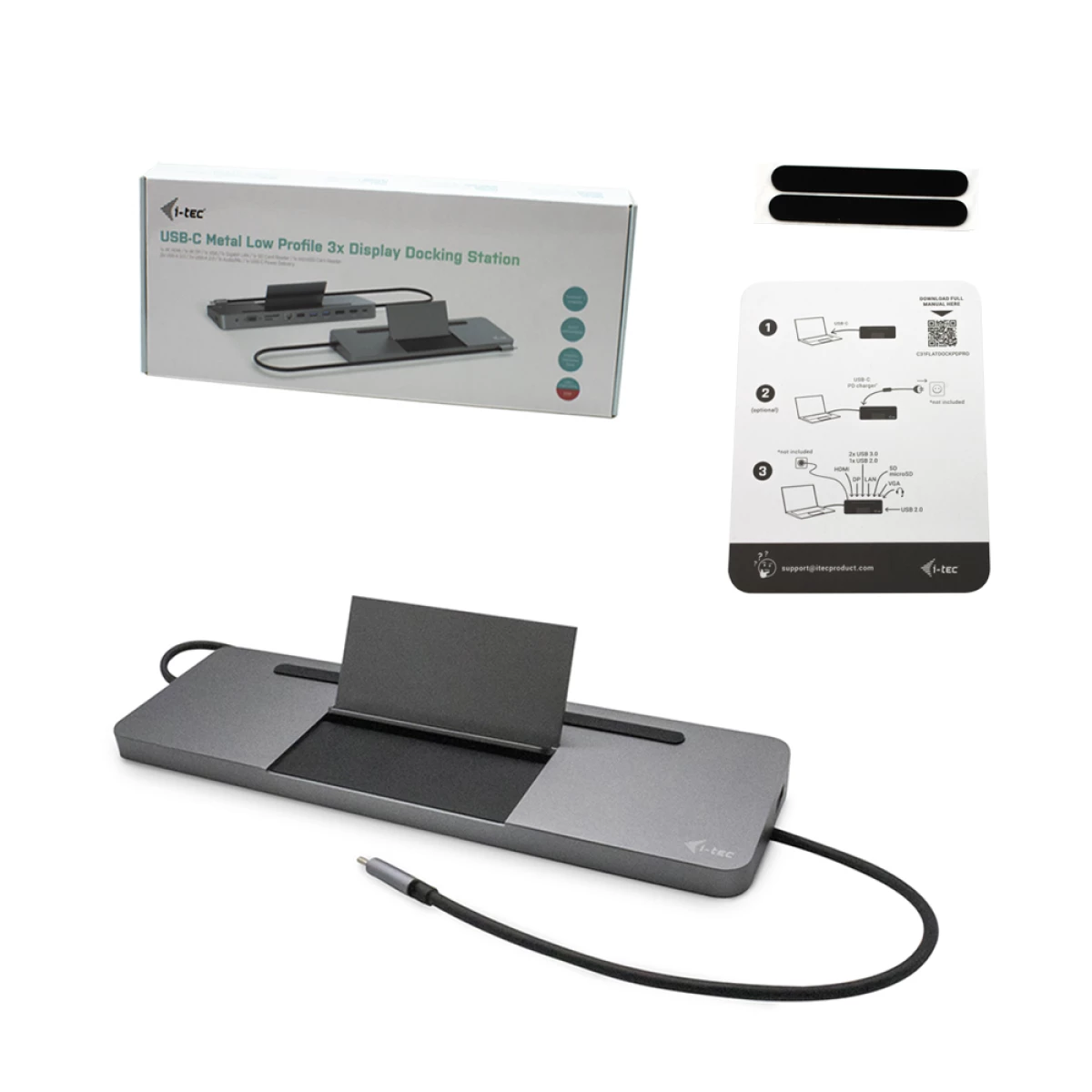 Galery – i-tec Metal C31FLATDOCKPDPRO base & duplicador de portas Com fios USB 3.2 Gen 1 (3.1 Gen 1) Type-C Cinzento0