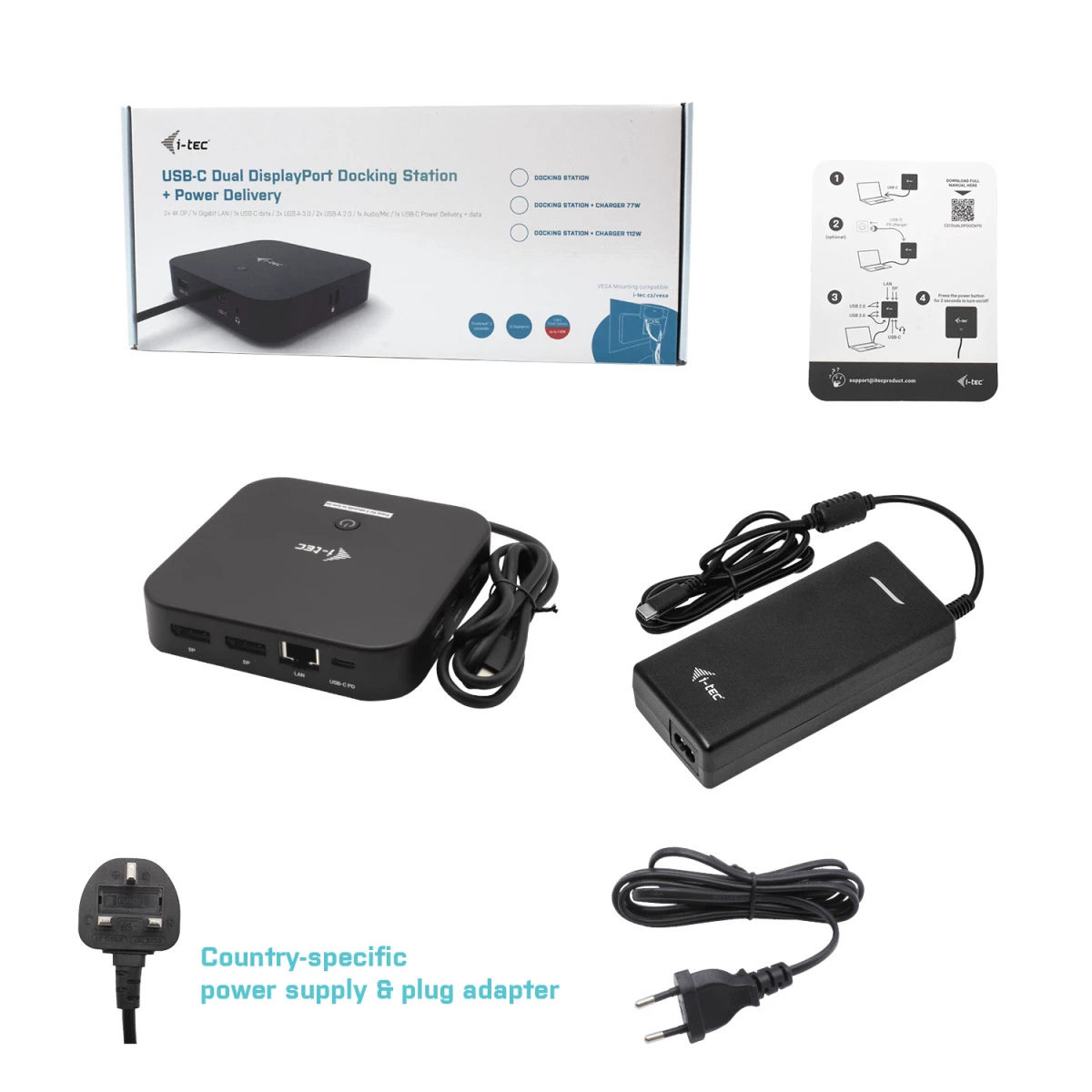 Galery – i-tec C31DUALDPDOCKPD100W base & duplicador de portas Com fios USB 3.2 Gen 1 (3.1 Gen 1) Type-C Preto0