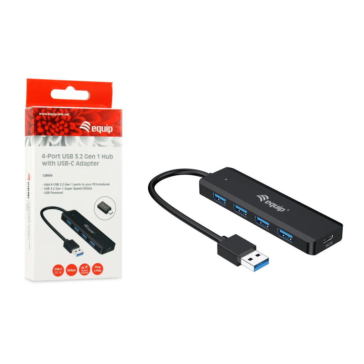 Galery – Equip 128959 hub de interface USB 3.2 Gen 1 (3.1 Gen 1) Type-A 5000 Mbit/s Preto0