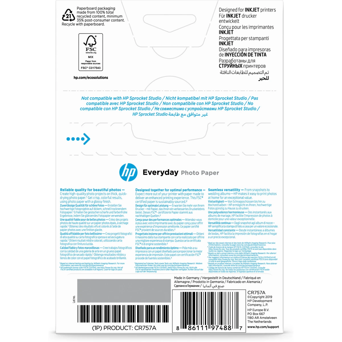 Galery – HP Papel de Fotografia Everyday Brilhante, 200 g/m2, 10 x 15 cm (101 x 152 mm), 100 folhas0