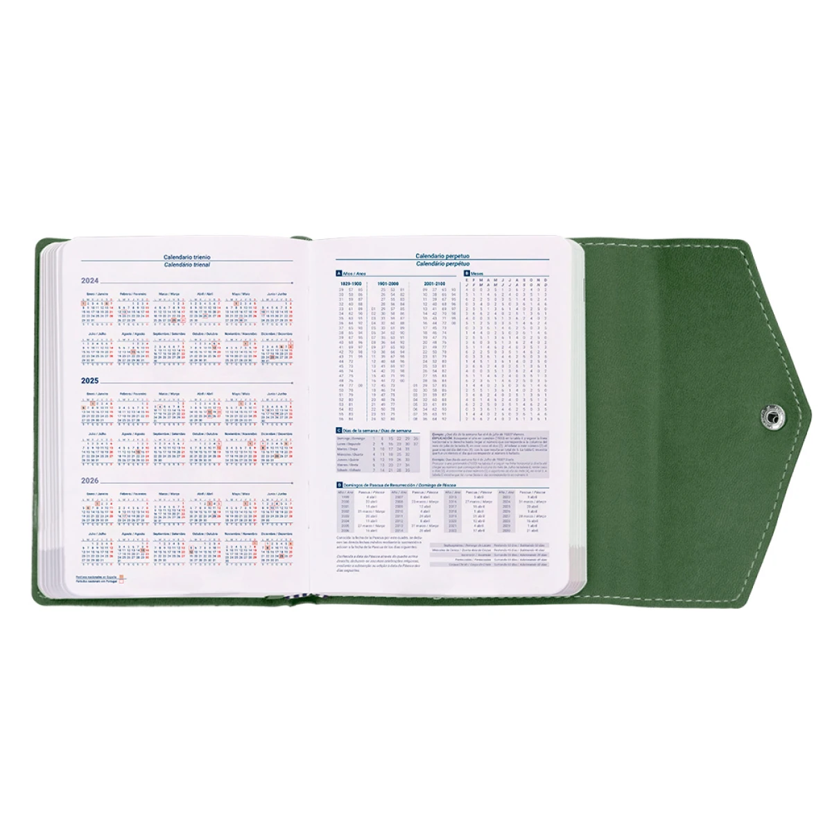 Galery – Agenda encadernada liderpapel psara a5 2025 dia pagina cor verde papel 70 gr0