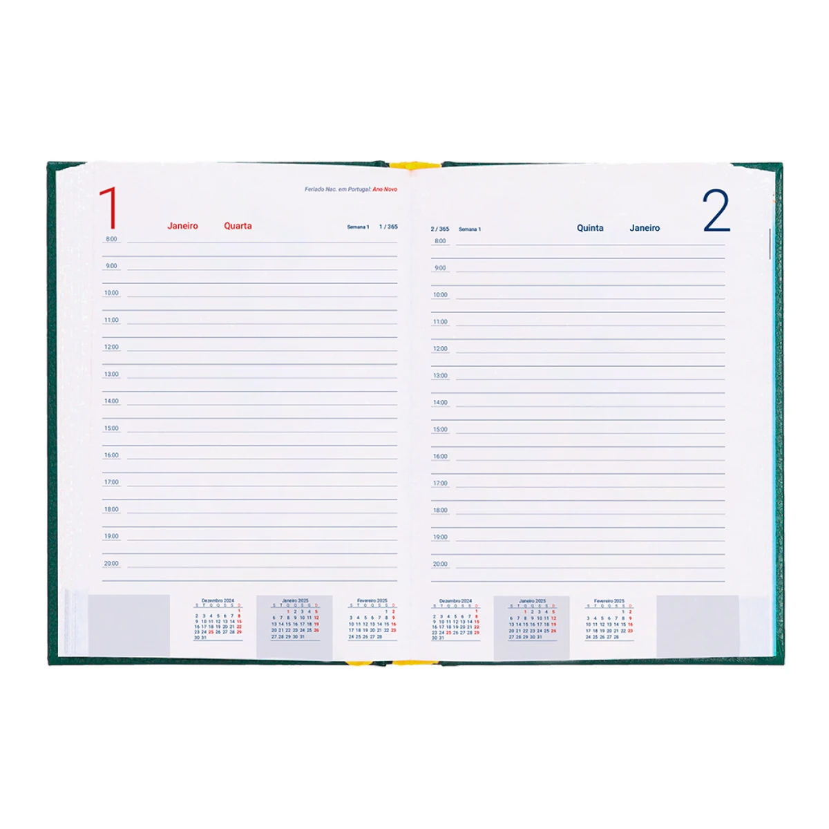 Galery – Agenda encadernada liderpapel corfu a5 2025 dia pagina cor verde papel 60 gr portugues0