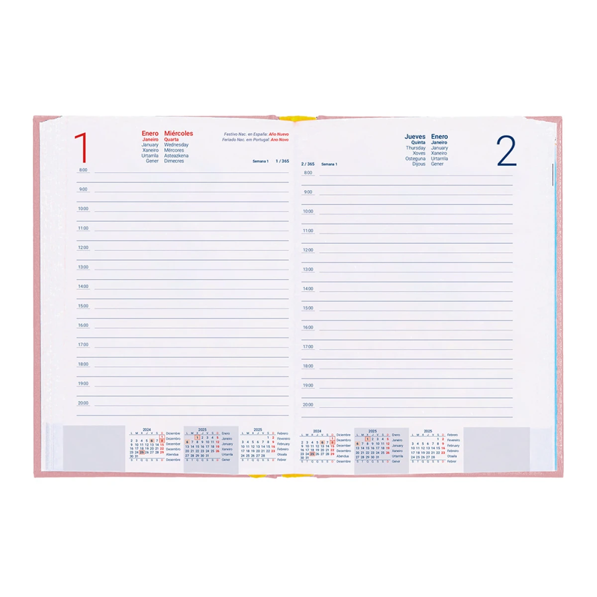 Galery – Agenda encadernada liderpapel corfu a5 2025 dia pagina rosa nude papel 60 gr0