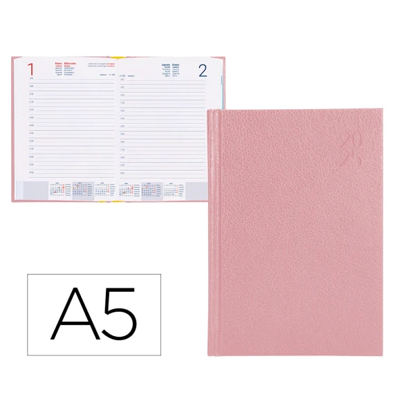 Thumbnail-Agenda encadernada liderpapel corfu a5 2025 dia pagina rosa nude papel 60 gr