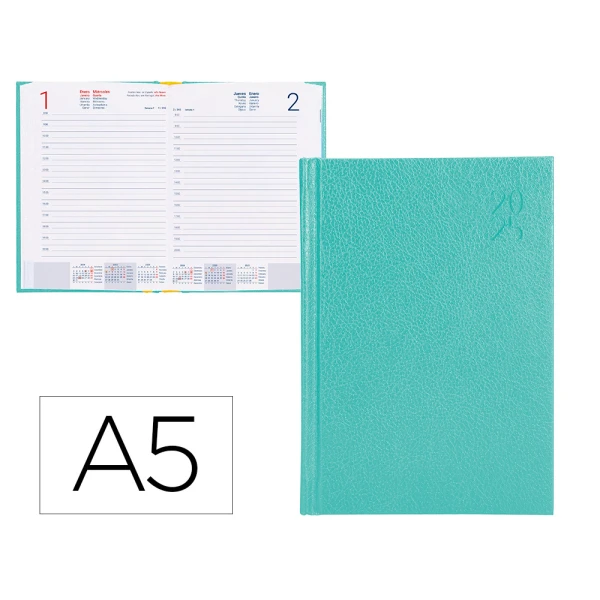 Thumbnail-Agenda encadernada liderpapel corfu a5 2025 dia pagina verde menta papel 60 gr