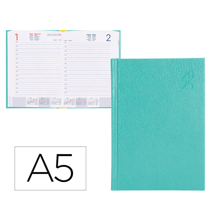 Thumbnail-Agenda encadernada liderpapel corfu a5 2025 dia pagina verde menta papel 60 gr