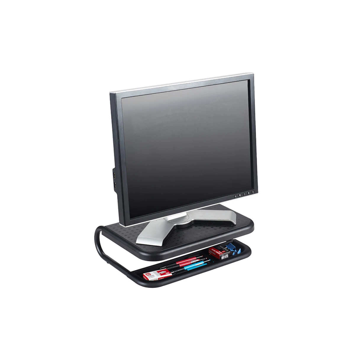 Galery – Suporte q-connect para portatil e monitor de pc com bandeja organizadora cor preto0