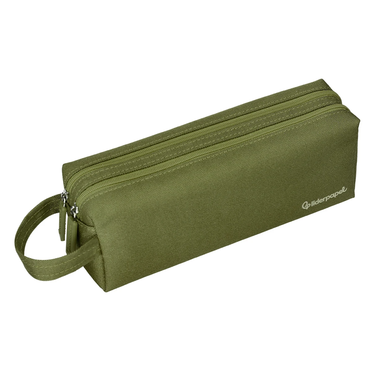 Galery – Estojo escolar liderpapel retangular com asa 2 fechos 210×80 mm verde militar0