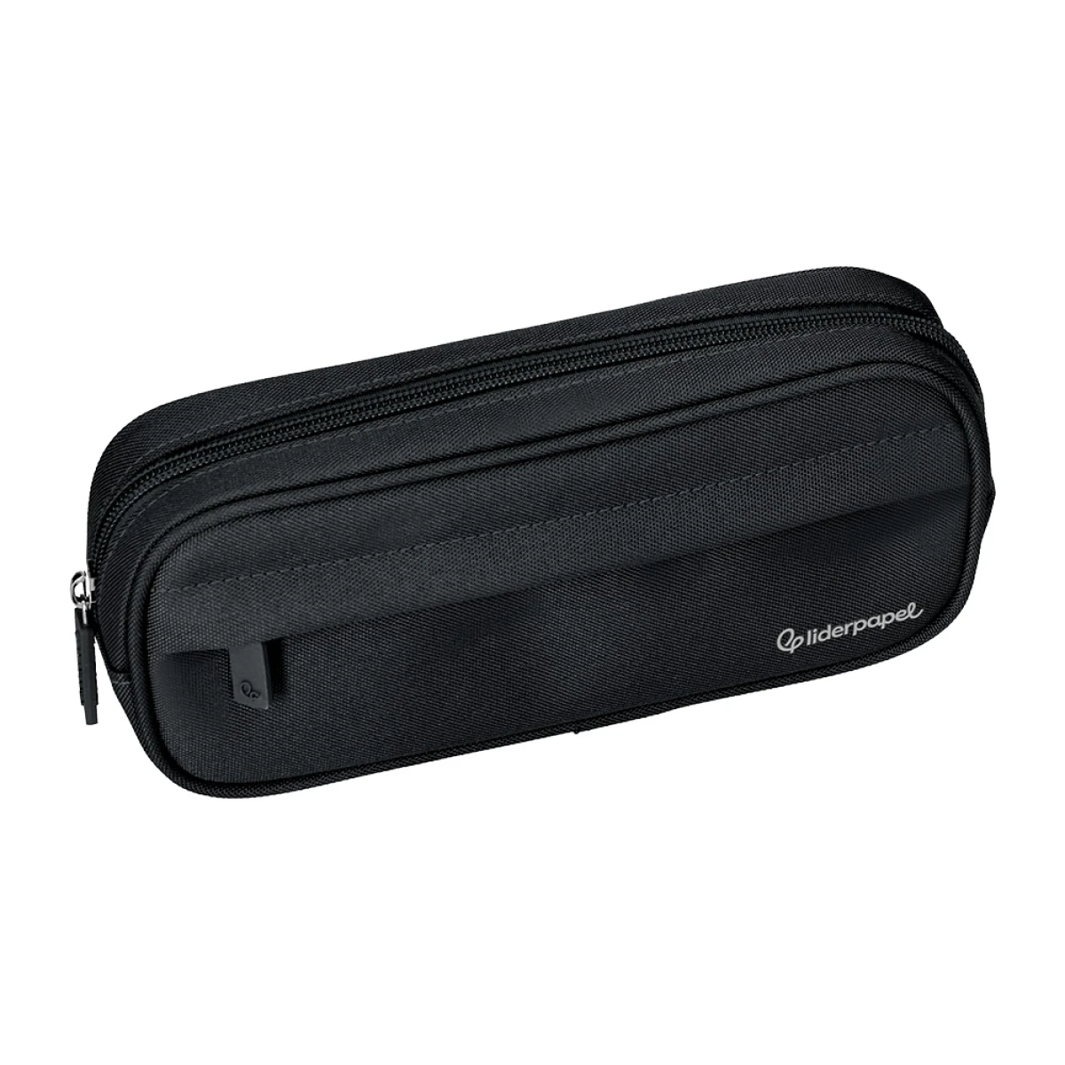 Galery – Estojo escolar liderpapel ovalado 2 fechos com bolso frontal 210×90 mm preto0