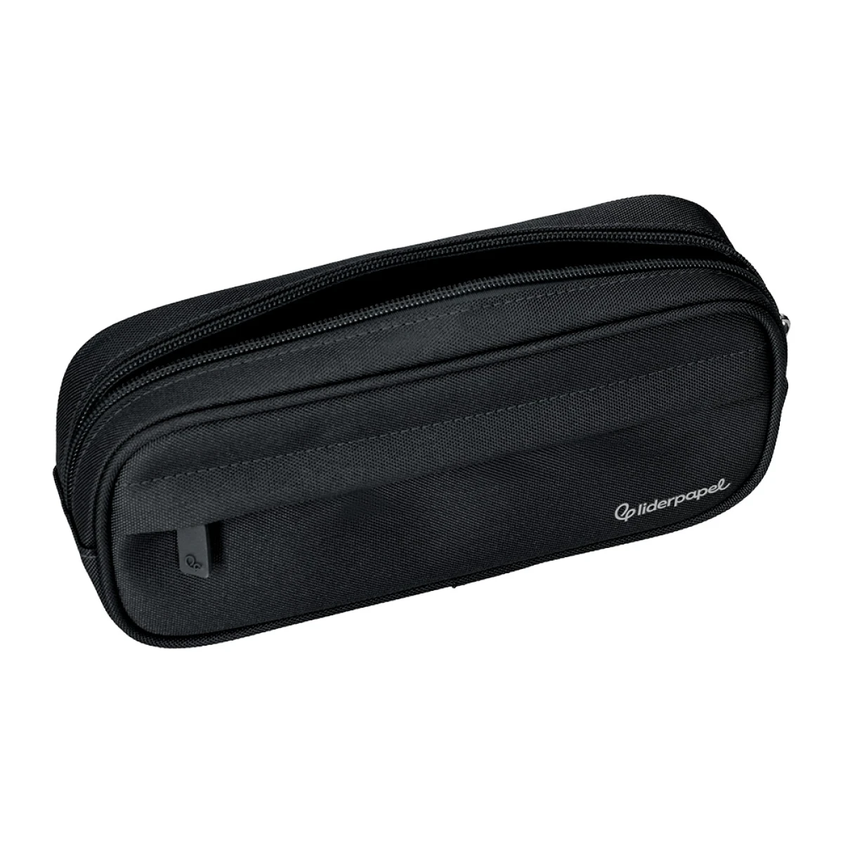 Galery – Estojo escolar liderpapel ovalado 2 fechos com bolso frontal 210×90 mm preto0