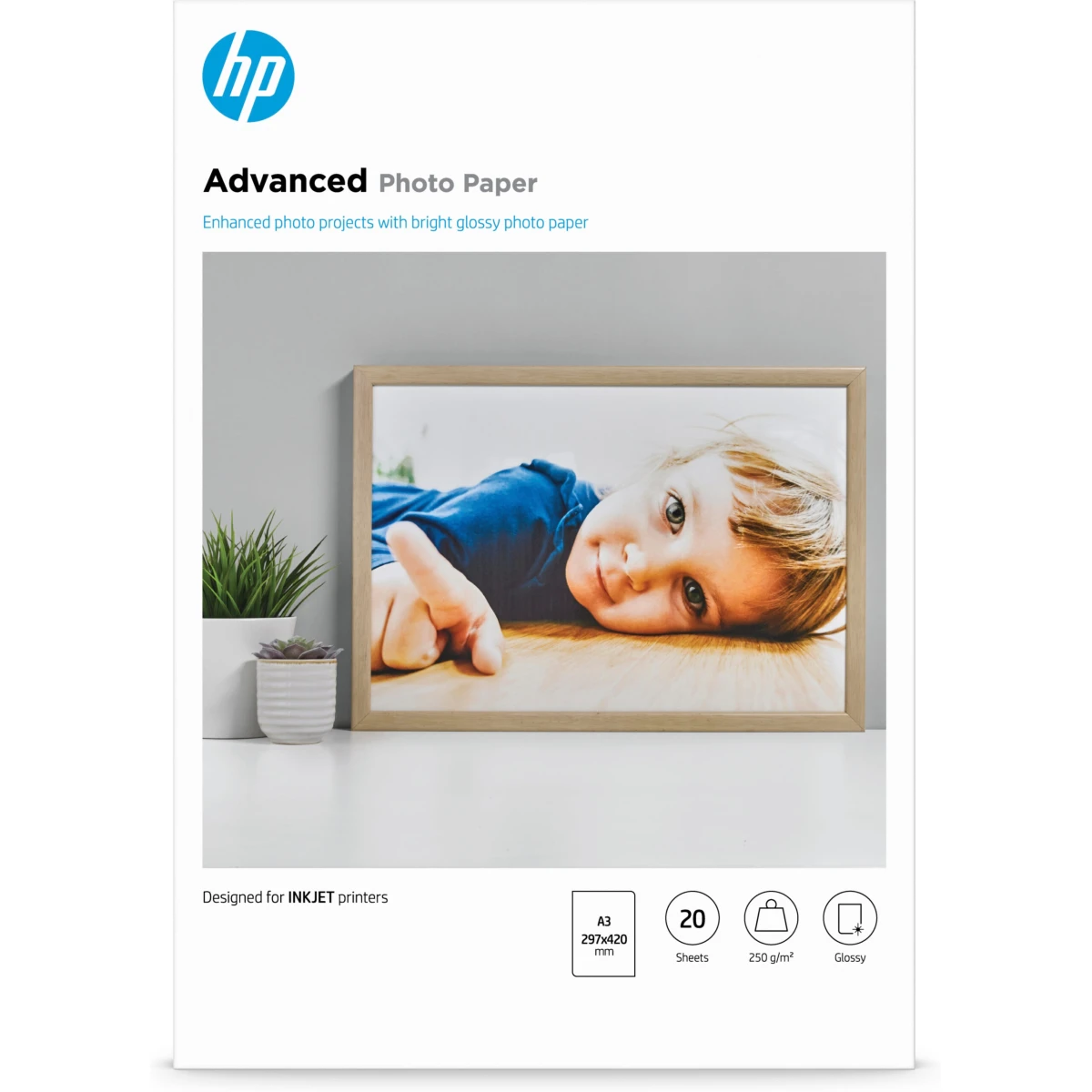 Thumbnail-HP Papel de Fotografia Advanced Brilhante, 250 g/m2, A3 (297 x 420 mm), 20 folhas