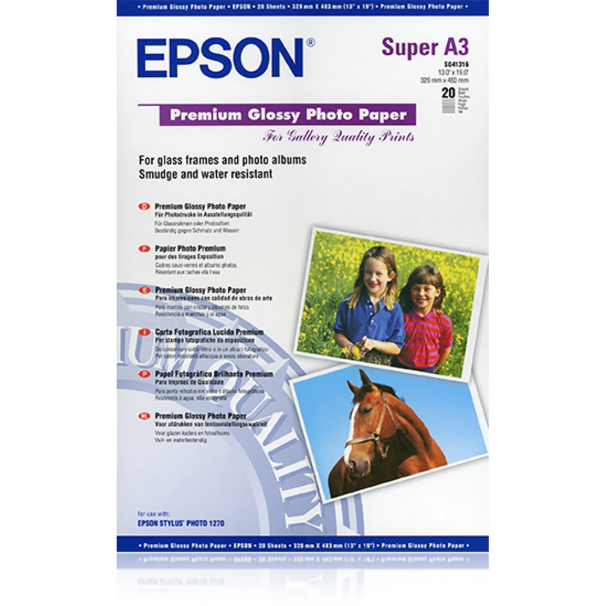 Thumbnail-Epson Premium Glossy Photo Paper, DIN A3+, 250g/m², 20 Folhas