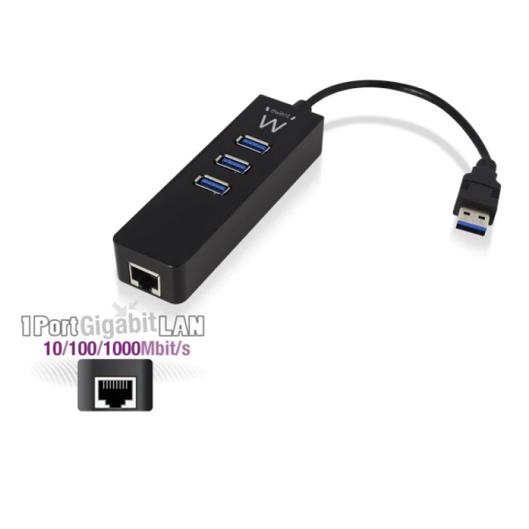 Thumbnail-Ewent EW1140 base & duplicador de portas USB 3.2 Gen 1 (3.1 Gen 1) Type-A Preto
