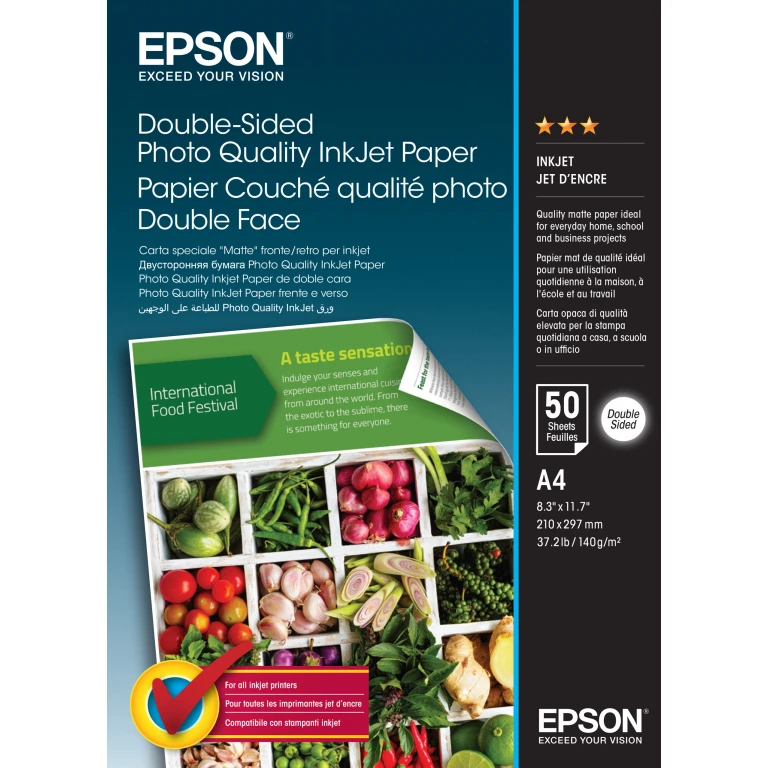 Thumbnail-Epson Double-Sided Photo Quality Inkjet papel para impressão A4 (210×297 mm) Fosco 50 folhas