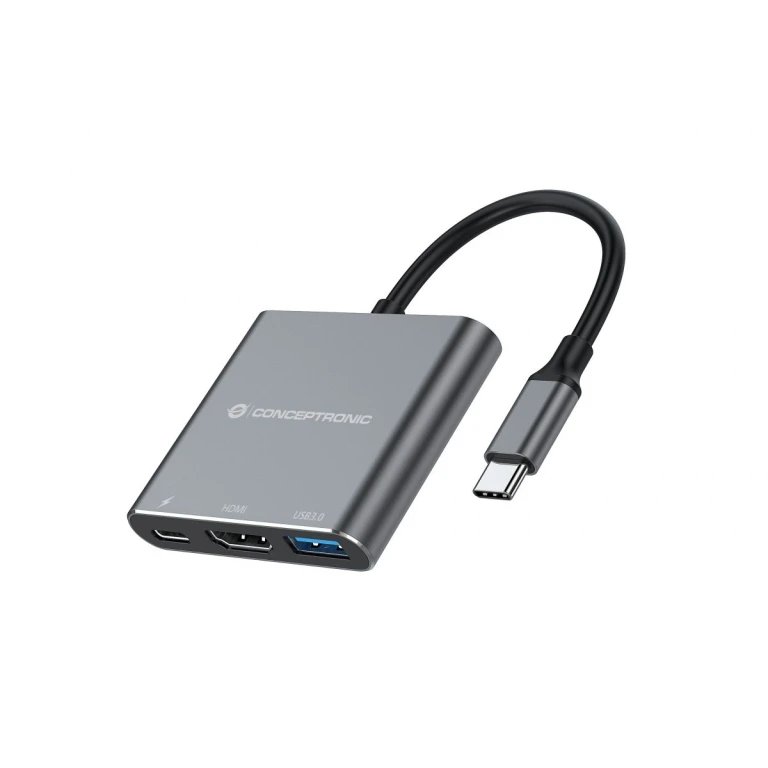Thumbnail-Conceptronic DONN18G base & duplicador de portas Com fios USB 3.2 Gen 1 (3.1 Gen 1) Type-C Cinzento