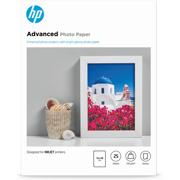 Thumbnail-HP Papel de Fotografia Advanced Brilhante, 250 g/m2, 13 x 18 cm (127 x 178 mm), 25 folhas