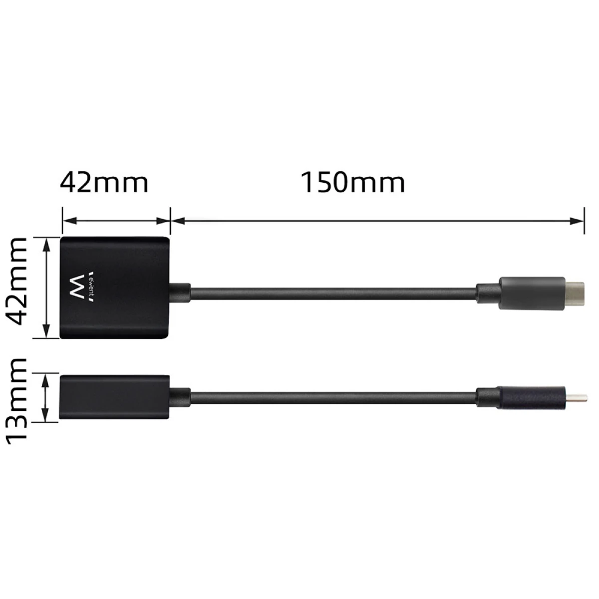 Galery – Ewent EW9825 adaptador de cabo de vídeo 0,15 m USB Type-C DisplayPort Preto0