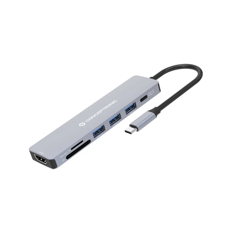 Thumbnail-Conceptronic DONN19G base & duplicador de portas Com fios USB 3.2 Gen 1 (3.1 Gen 1) Type-C Cinzento