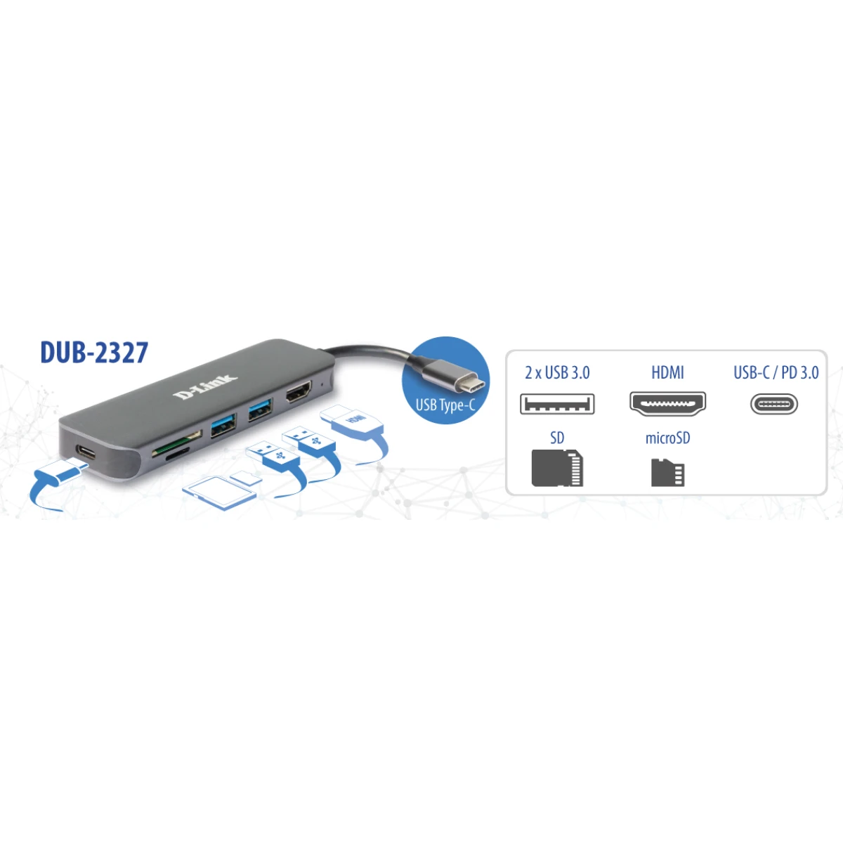 Galery – D-Link DUB-2327 base & duplicador de portas Com fios USB Type-C Cinzento0