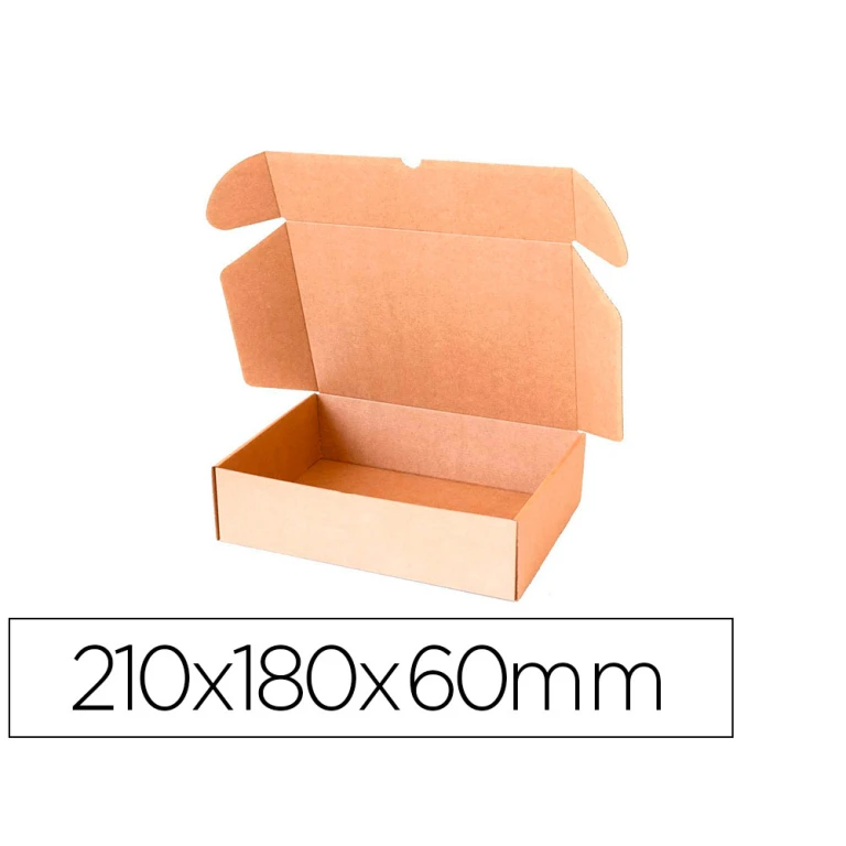 Thumbnail-Caja automontable q-connect para e-commerce y regalo carton 100% reciclado canal simple 3 mm kraft 210x180x60mm – 10 unidades