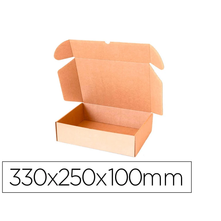 Thumbnail-Caja automontable q-connect para e-commerce y regalo carton reciclado canal simple 3 mm kraft 330x250x100 mm – 10 unidades