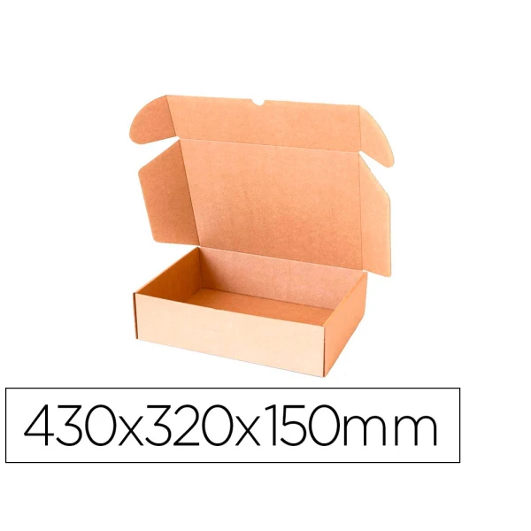 Thumbnail-Caja automontable q-connect para e-commerce y regalo carton reciclado canal simple 3 mm kraft 430x320x150 mm – 10 unidades