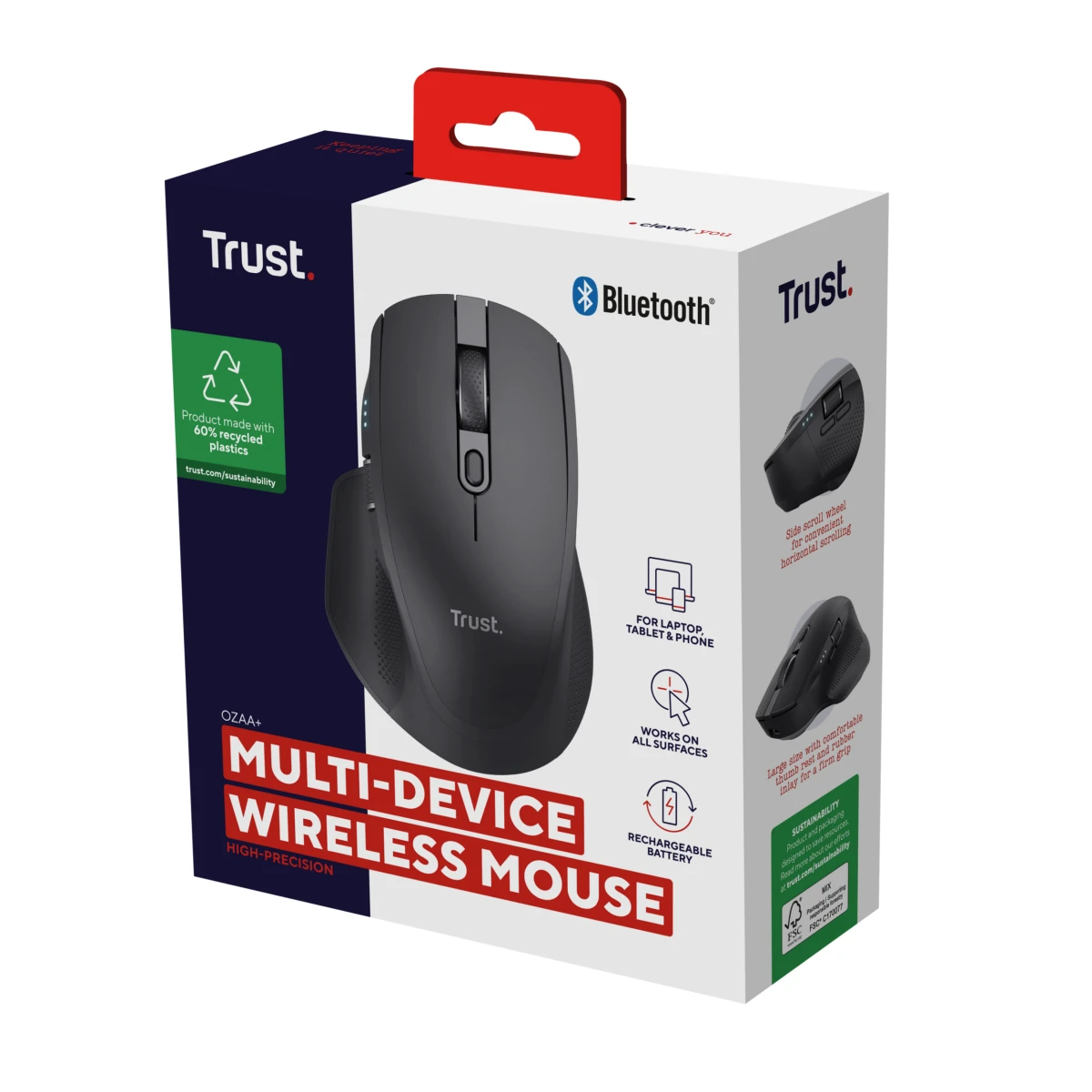 Galery – Trust Ozaa+ rato Escritório Mão direita RF Wireless + Bluetooth Ótico 3200 DPI0