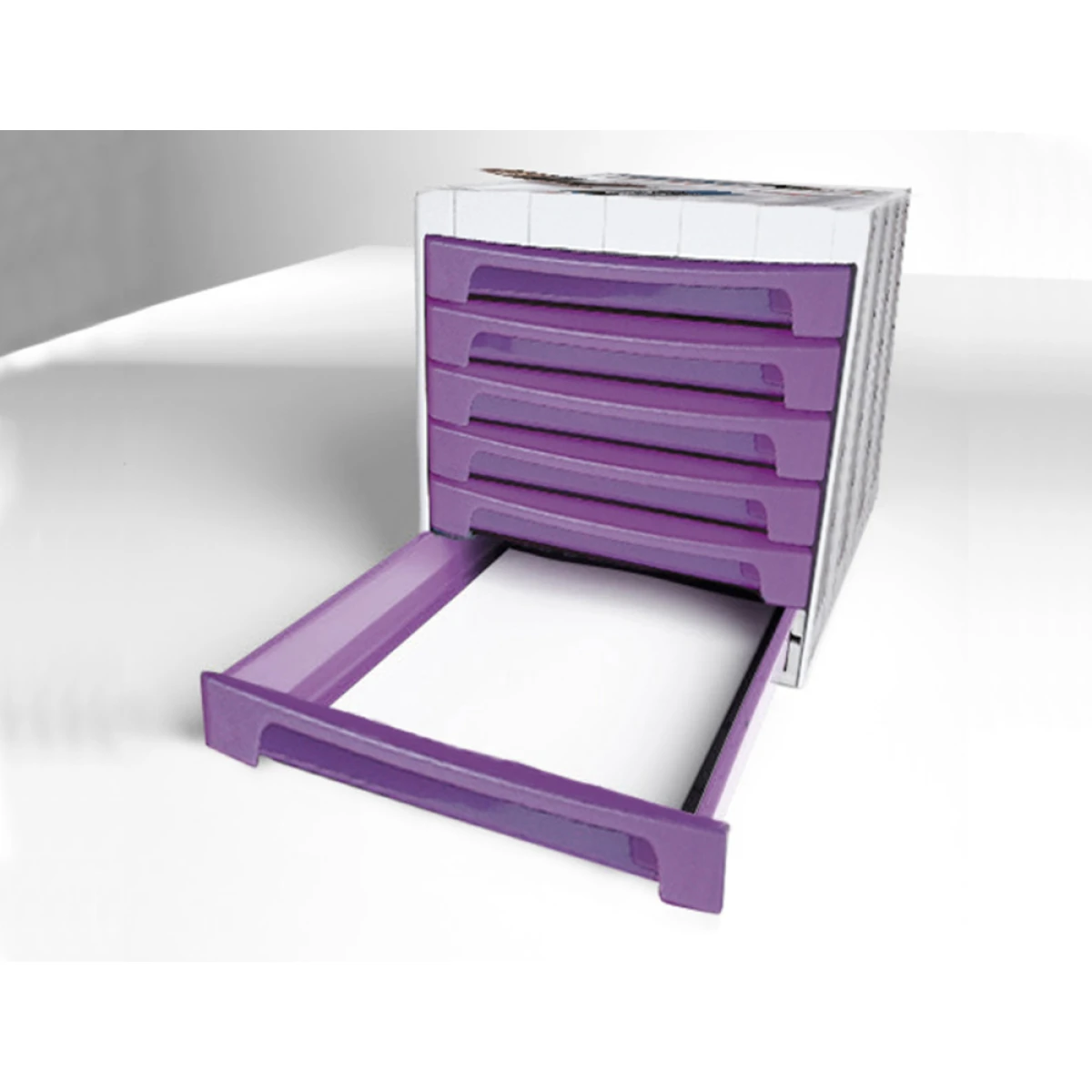 Galery – Bloco classificador de secretaria q-connect 6 gavetas violeta translucido 370x305x215 mm espaco organizacao superior0