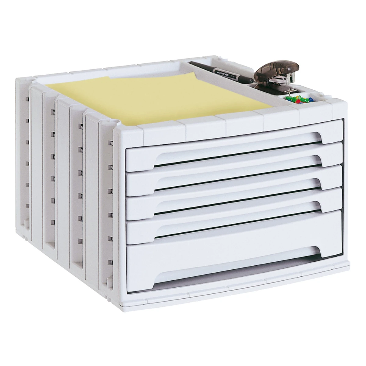 Galery – Bloco classificador de secretaria liderpapel 5 gavetas cinza opaco 370x305x215 mm espaco organizacao superior0