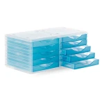 Galery – Bloco classificador de secretaria liderpapel empilhaveis 5 gavetas azul mar translucido 340x270x255 mm0