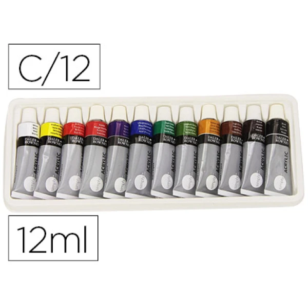 Thumbnail-Pintura acrilica daler rowney simply caixa de 12 cores sortidas tubo de 12 ml