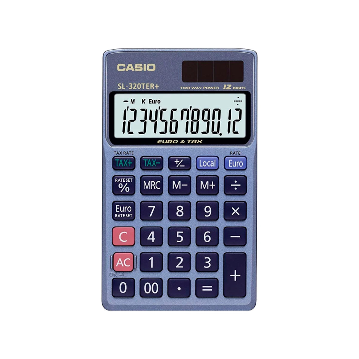 Galery – Calculadora casio sl-320ter bolso 12 digitos tax +/- conversao moeda tecla duplo zero cor azul0