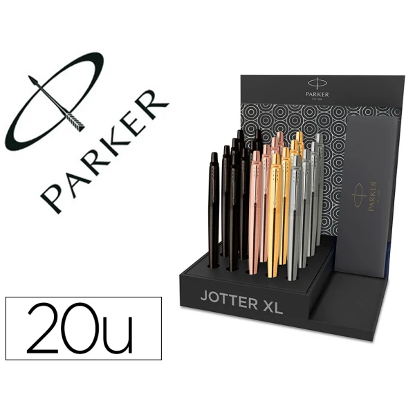 Thumbnail-Expositor 20 esferograficas parker jotter xl monocromo aço ct em estojo