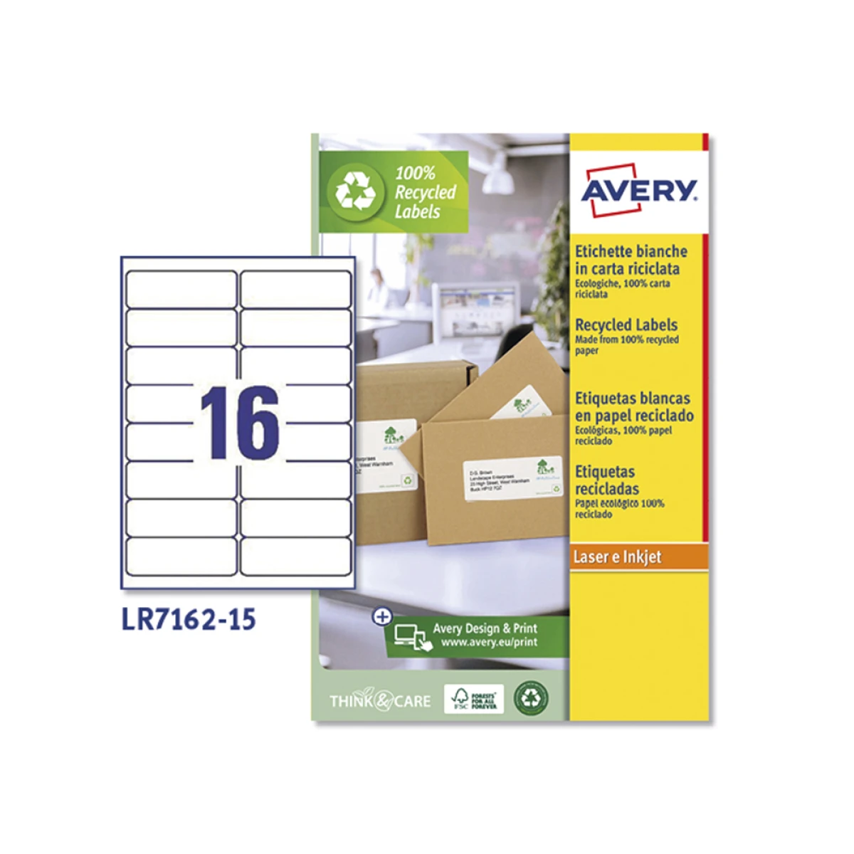 Galery – Etiqueta adesiva avery branca permanente reciclada 100% para impressora laser 99,1×33,9 mm caixa de 240 unidades0