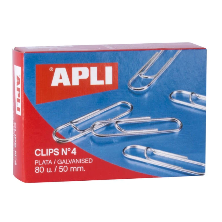 Thumbnail-Apli Wire Clips Nº 4 – 50mm – Acabamento Prata Galvanizado – 80 Unidades por Caixa – Organize Seus Documentos