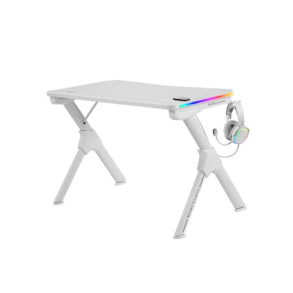 Thumbnail-Mesa MARS GAMING MGD RGB GAMING DESK, RGB CHROMA, CARBON FIBER, HEADSET & CUP HDR, WHITE