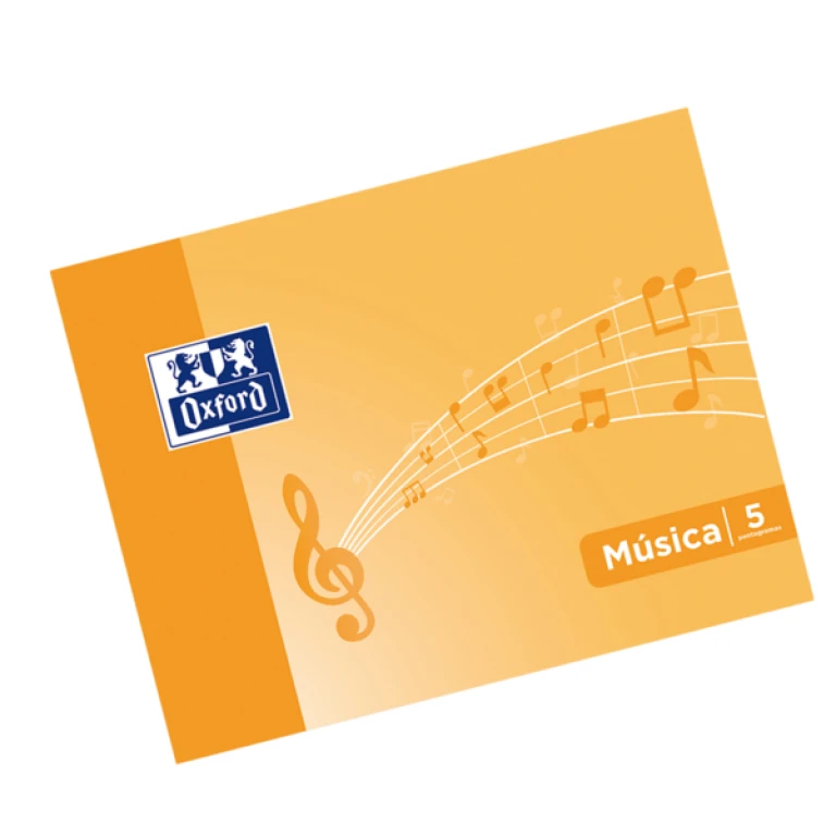 Thumbnail-Oxford Grampeado Livro de Música Formato A5 Paisagem 10 Folhas – 5 Pautas Entrelinhadas 4mm – Capa Mole – Cor Laranja