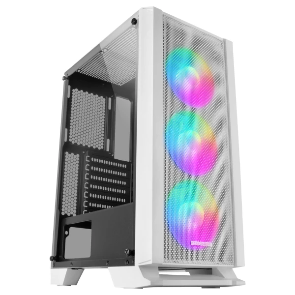 Thumbnail-Caixa MARS GAMING MCC ATX CASE, 3X 12CM FRGB FAN, GLASS, FRONT MESH, WHITE